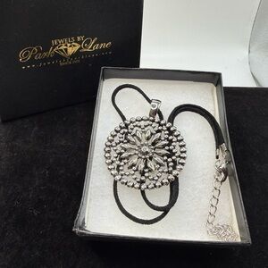 Park Lane Silver Tone Medallion Pendant Necklace Adjustable 16–19”